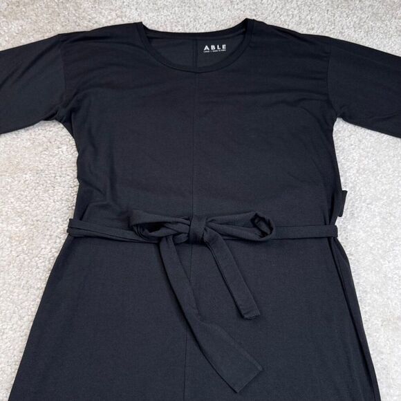 Able Sara Relaxed T-Shirt Belted Dress Black - Picture 7 of 10
